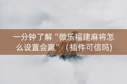 一分钟了解“微乐福建麻将怎么设置会赢”（插件可信吗)