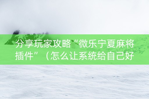 分享玩家攻略“微乐宁夏麻将插件”（怎么让系统给自己好牌)