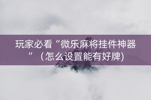 玩家必看“微乐麻将挂件神器”（怎么设置能有好牌)