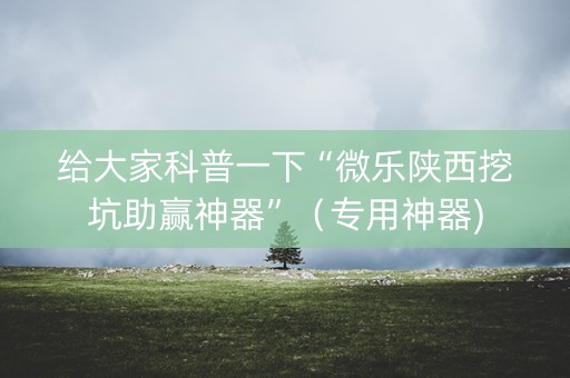 给大家科普一下“微乐陕西挖坑助赢神器”（专用神器)