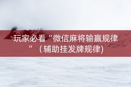 玩家必看“微信麻将输赢规律”（辅助挂发牌规律)