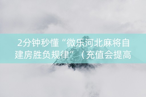 2分钟秒懂“微乐河北麻将自建房胜负规律”（充值会提高胜率么)