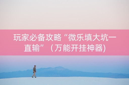 玩家必备攻略“微乐填大坑一直输”（万能开挂神器)