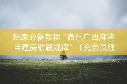 玩家必备教程“微乐广西麻将自建房输赢规律”（充会员胜率高)