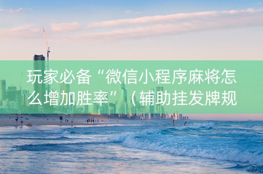 玩家必备“微信小程序麻将怎么增加胜率”（辅助挂发牌规律)