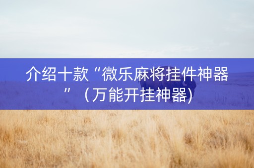 介绍十款“微乐麻将挂件神器”（万能开挂神器)