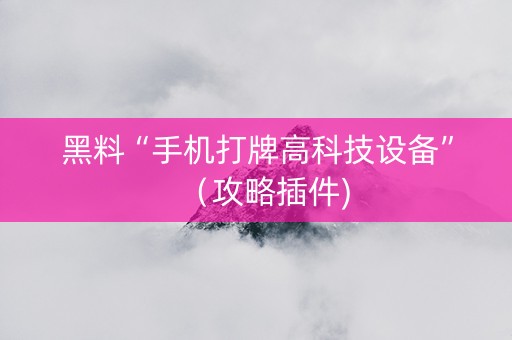 黑料“手机打牌高科技设备”（攻略插件)