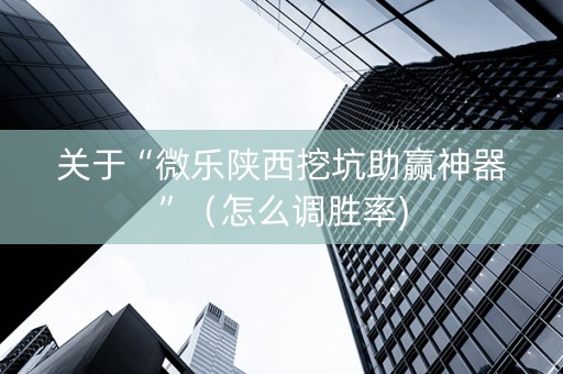 关于“微乐陕西挖坑助赢神器”（怎么调胜率)