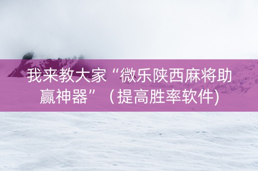 我来教大家“微乐陕西麻将助赢神器”（提高胜率软件)