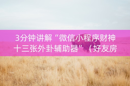 3分钟讲解“微信小程序财神十三张外卦辅助器”（好友房怎么才能赢)