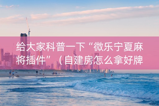 给大家科普一下“微乐宁夏麻将插件”（自建房怎么拿好牌)