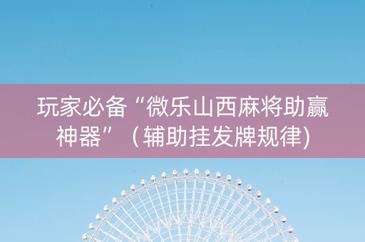 玩家必备“微乐山西麻将助赢神器”（辅助挂发牌规律)
