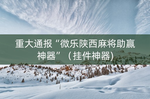 重大通报“微乐陕西麻将助赢神器”（挂件神器)