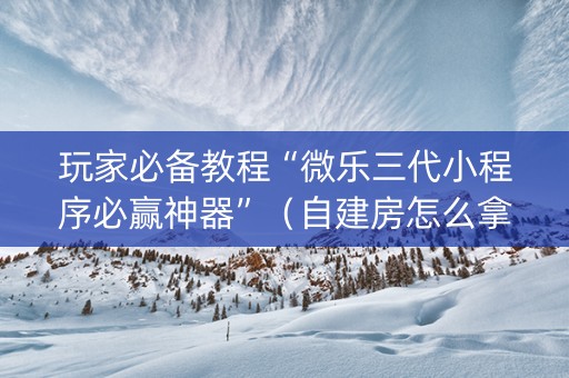 玩家必备教程“微乐三代小程序必赢神器”（自建房怎么拿好牌)