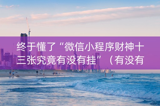 终于懂了“微信小程序财神十三张究竟有没有挂”（有没有猫腻)