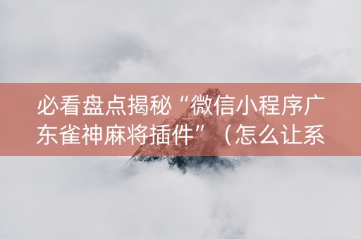 必看盘点揭秘“微信小程序广东雀神麻将插件”（怎么让系统给你发好牌)