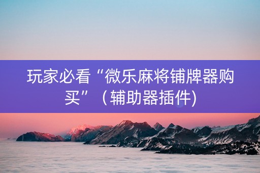 玩家必看“微乐麻将铺牌器购买”（辅助器插件)