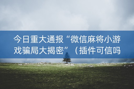 今日重大通报“微信麻将小游戏骗局大揭密”（插件可信吗)