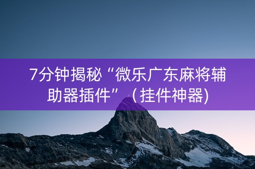 7分钟揭秘“微乐广东麻将辅助器插件”（挂件神器)