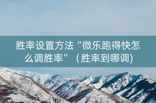 胜率设置方法“微乐跑得快怎么调胜率”（胜率到哪调)