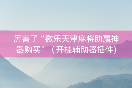 厉害了“微乐天津麻将助赢神器购买”（开挂辅助器插件)