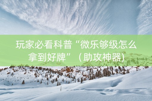 玩家必看科普“微乐够级怎么拿到好牌”（助攻神器)