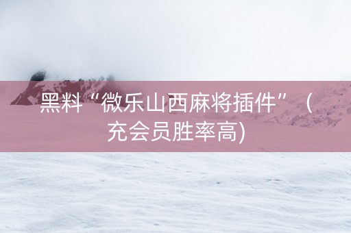 黑料“微乐山西麻将插件”（充会员胜率高)