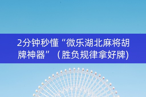 2分钟秒懂“微乐湖北麻将胡牌神器”（胜负规律拿好牌)