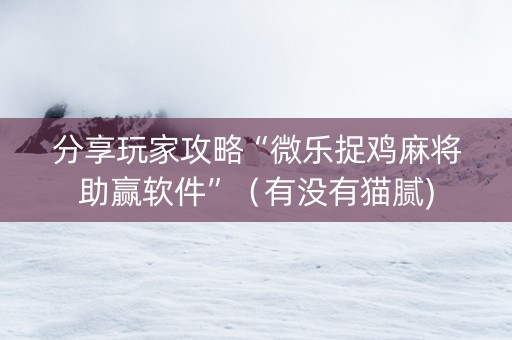 分享玩家攻略“微乐捉鸡麻将助赢软件”（有没有猫腻)