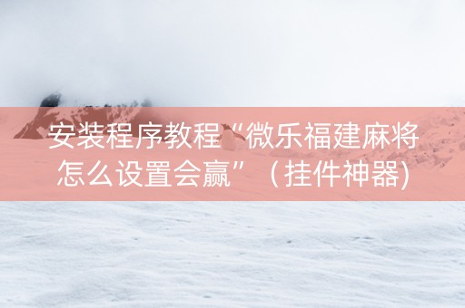 安装程序教程“微乐福建麻将怎么设置会赢”（挂件神器)