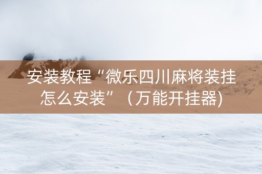 安装教程“微乐四川麻将装挂怎么安装”（万能开挂器)