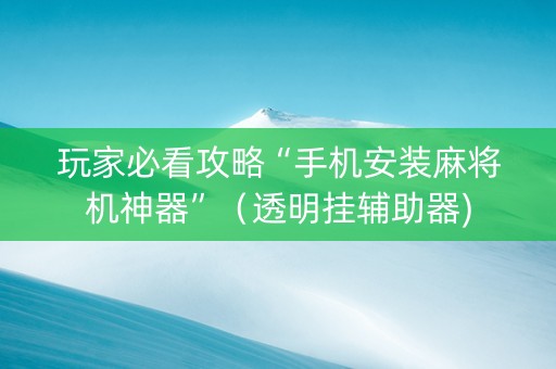 玩家必看攻略“手机安装麻将机神器”（透明挂辅助器)