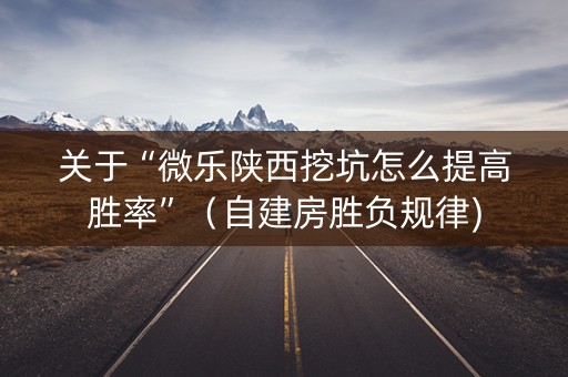 关于“微乐陕西挖坑怎么提高胜率”（自建房胜负规律)