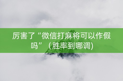 厉害了“微信打麻将可以作假吗”（胜率到哪调)