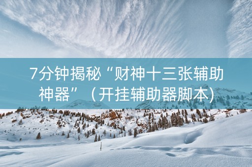 7分钟揭秘“财神十三张辅助神器”（开挂辅助器脚本)
