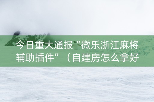 今日重大通报“微乐浙江麻将辅助插件”（自建房怎么拿好牌)