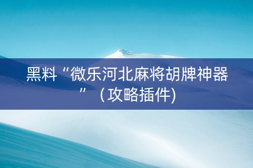 黑料“微乐河北麻将胡牌神器”（攻略插件)