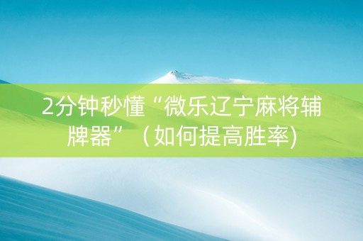 2分钟秒懂“微乐辽宁麻将辅牌器”（如何提高胜率)