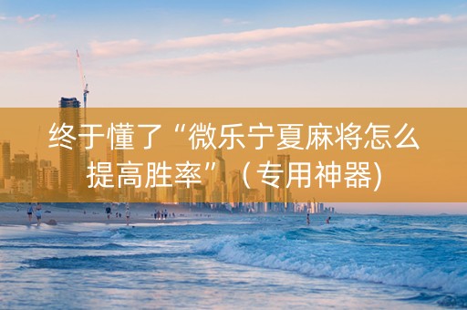 终于懂了“微乐宁夏麻将怎么提高胜率”（专用神器)