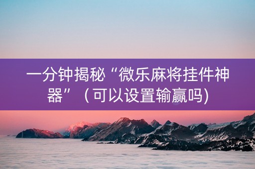 一分钟揭秘“微乐麻将挂件神器”（可以设置输赢吗)