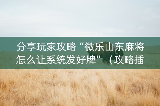 分享玩家攻略“微乐山东麻将怎么让系统发好牌”（攻略插件)
