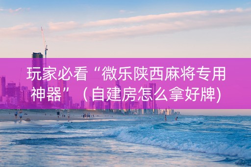 玩家必看“微乐陕西麻将专用神器”（自建房怎么拿好牌)