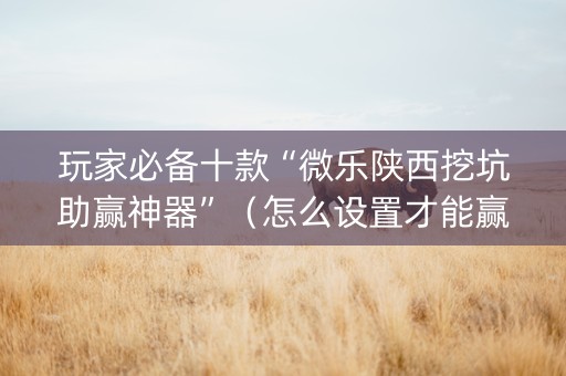 玩家必备十款“微乐陕西挖坑助赢神器”（怎么设置才能赢)