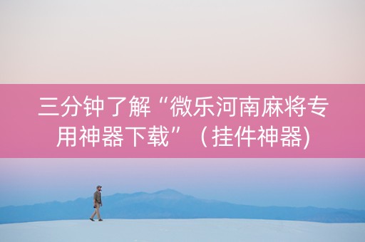 三分钟了解“微乐河南麻将专用神器下载”（挂件神器)