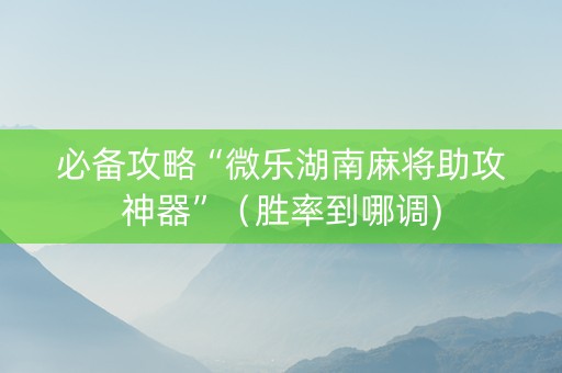 必备攻略“微乐湖南麻将助攻神器”（胜率到哪调)