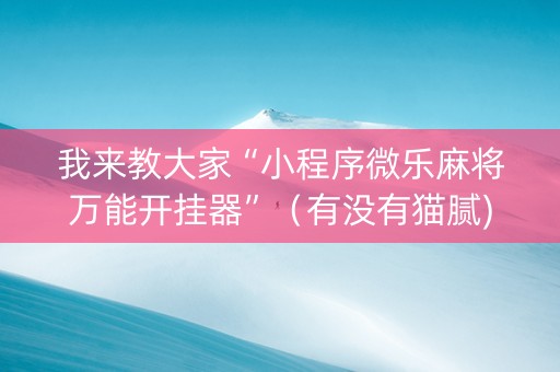 我来教大家“小程序微乐麻将万能开挂器”（有没有猫腻)