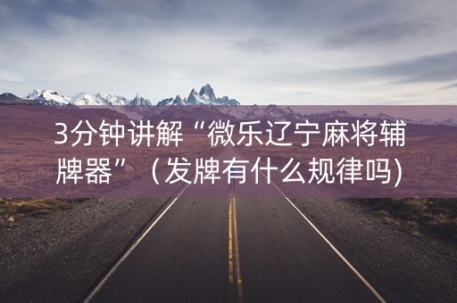 3分钟讲解“微乐辽宁麻将辅牌器”（发牌有什么规律吗)