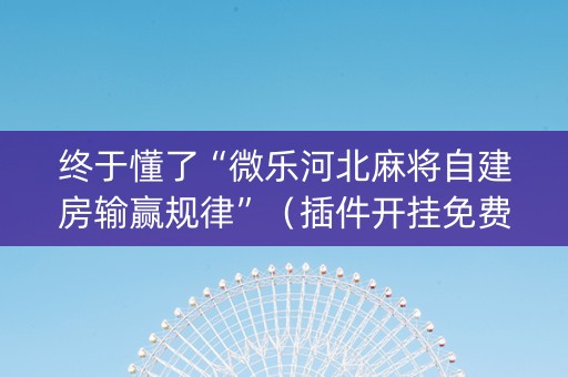 终于懂了“微乐河北麻将自建房输赢规律”（插件开挂免费AI)