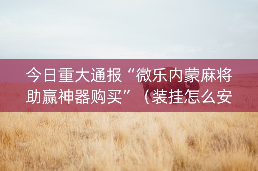今日重大通报“微乐内蒙麻将助赢神器购买”（装挂怎么安装)