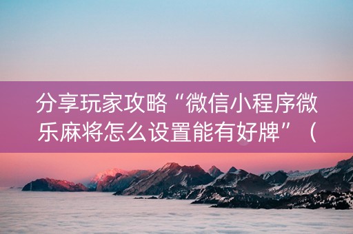 分享玩家攻略“微信小程序微乐麻将怎么设置能有好牌”（助赢神器购买)